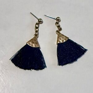 FREE* Boho Black Tassel Earrings Gold Tone Statement Jewelry Triangle Fringe